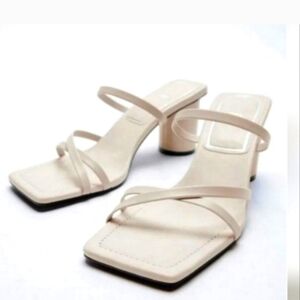 ZARA Off White Strap Mules Size 41 EURO